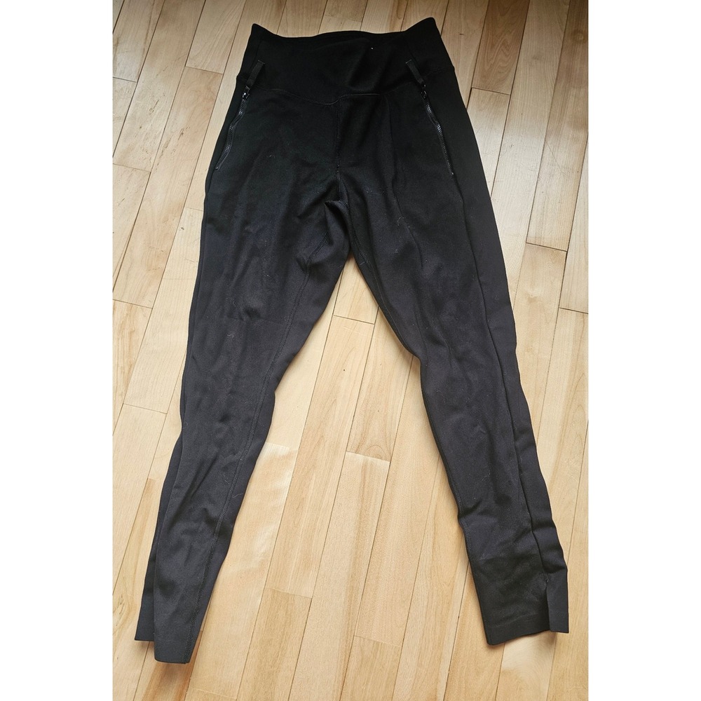 FLX Womens Black High Rise Zipper Pocket Athletic Leggings Size M